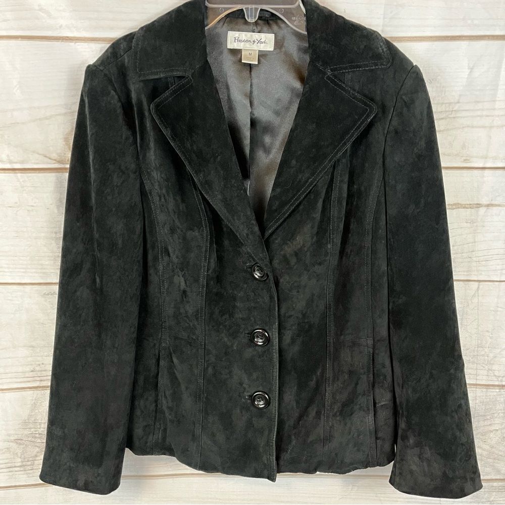 Women’s Preston & York Black Suede Blazer Jacket Size Medium
